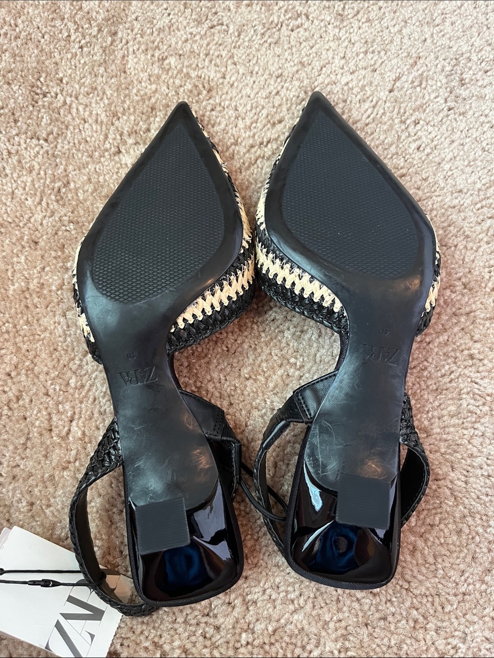 NWT ZARA Woven Slingback Kitten Heels - Picture 5 of 10